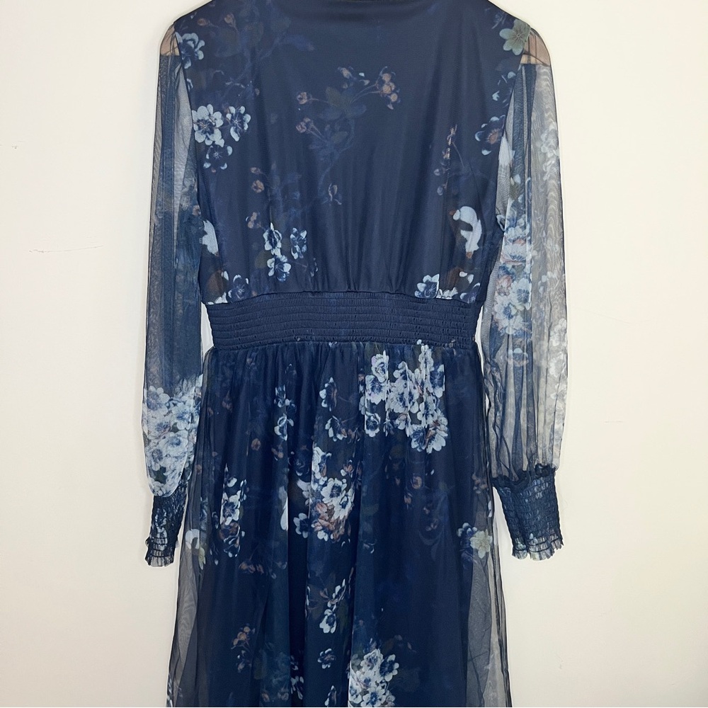 Baltic Born Dress Womens Large Floral Maxi Layla Tulle Event Wedding Party Navy - Picture 8 of 9